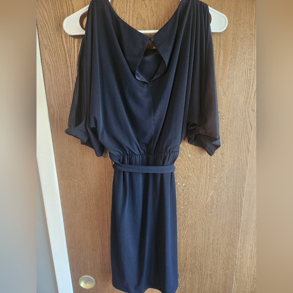 Jessica Simpson Blue Sheath Dress with Cowl Neck and Cut Out - Picture 2 of 3